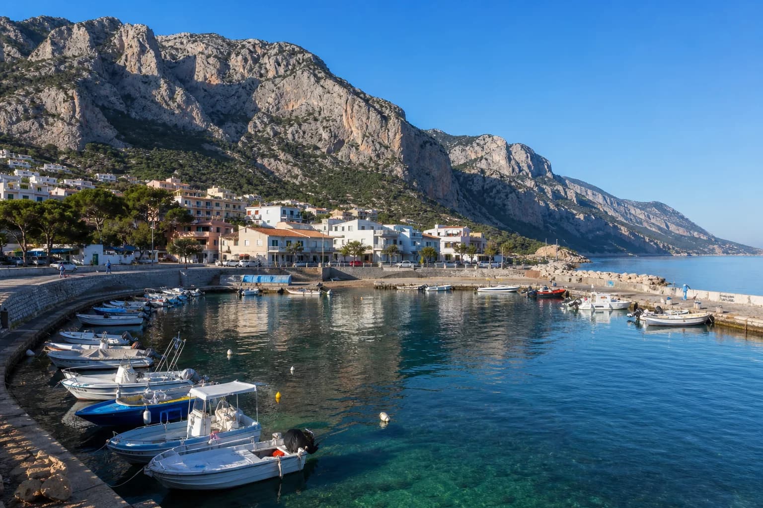 Rocky bay and turquoise sea near Cala Gonone