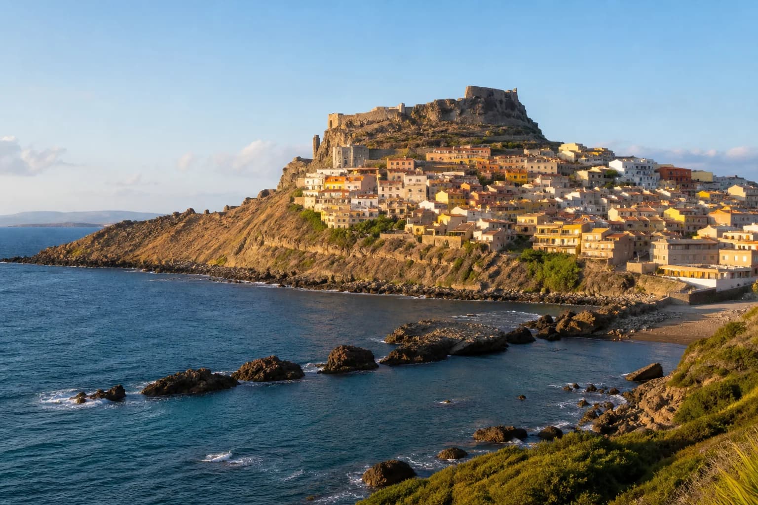 Medieval Castelsardo on its headland overlooking the sea