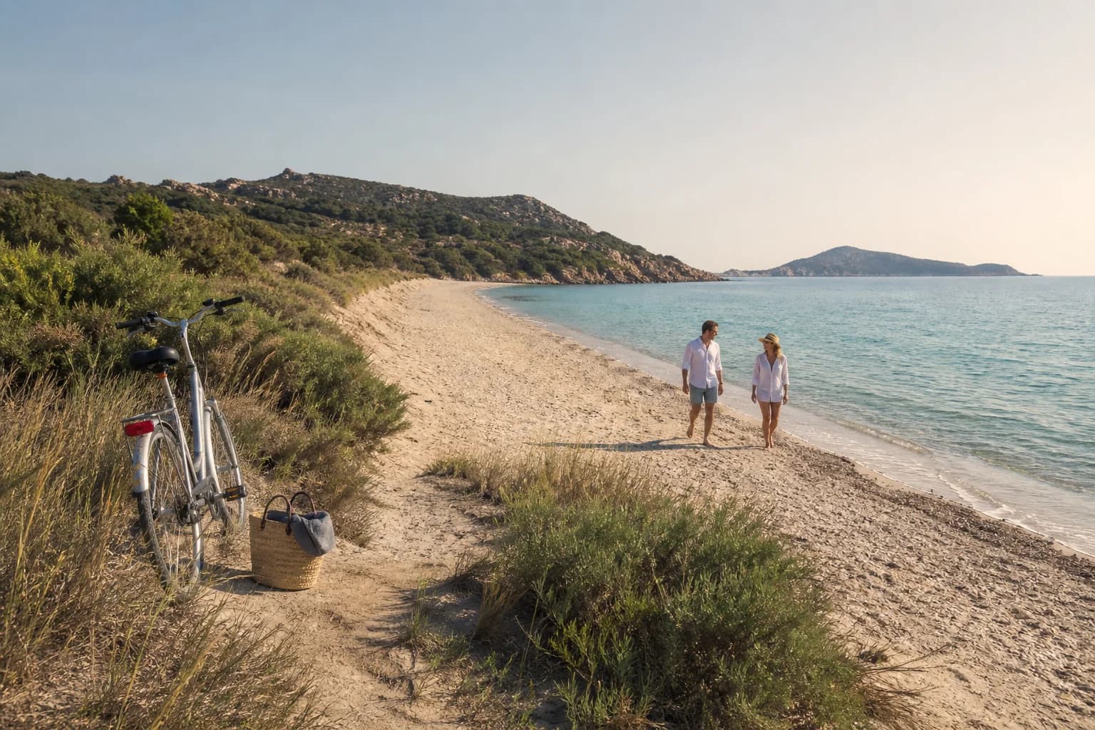 Couple on a quiet stretch of Costa Rei beach