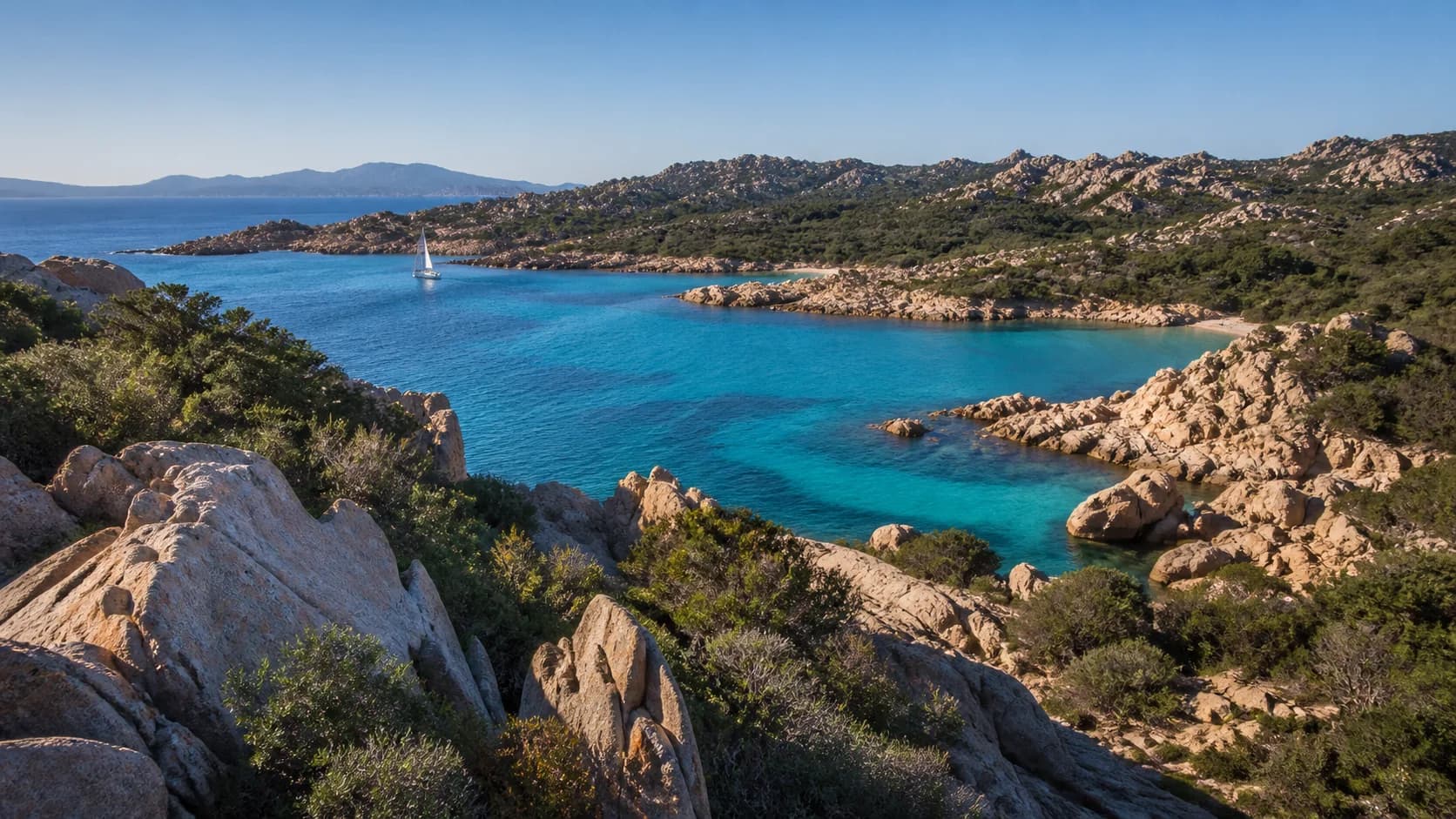 Turquoise coves and granite rocks along Costa Smeralda