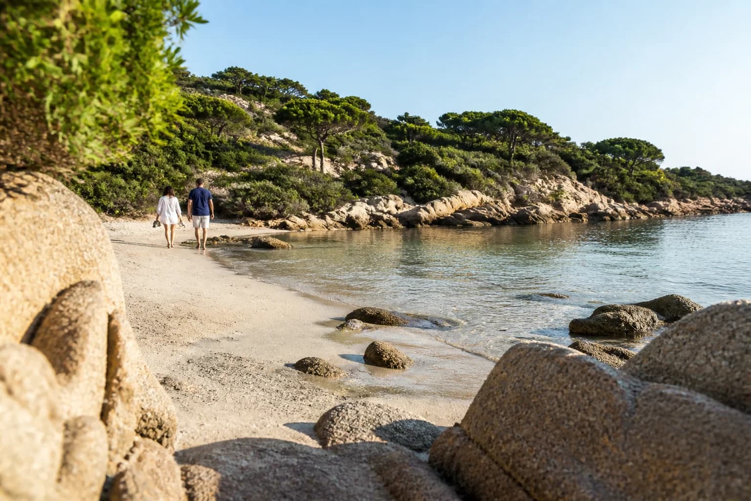 Small Costa Smeralda cove framed by Gallura granite