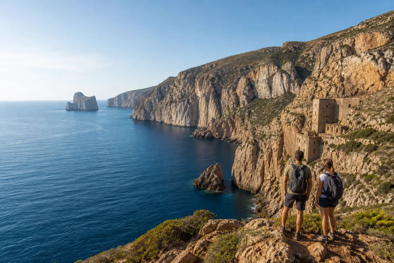 Iglesiente coast with cliffs and mining heritage