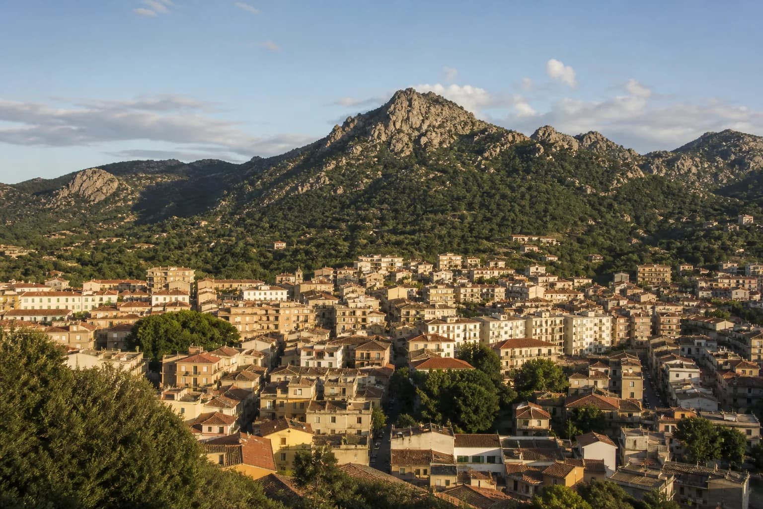 View of Nuoro with Sardinia's inland mountains