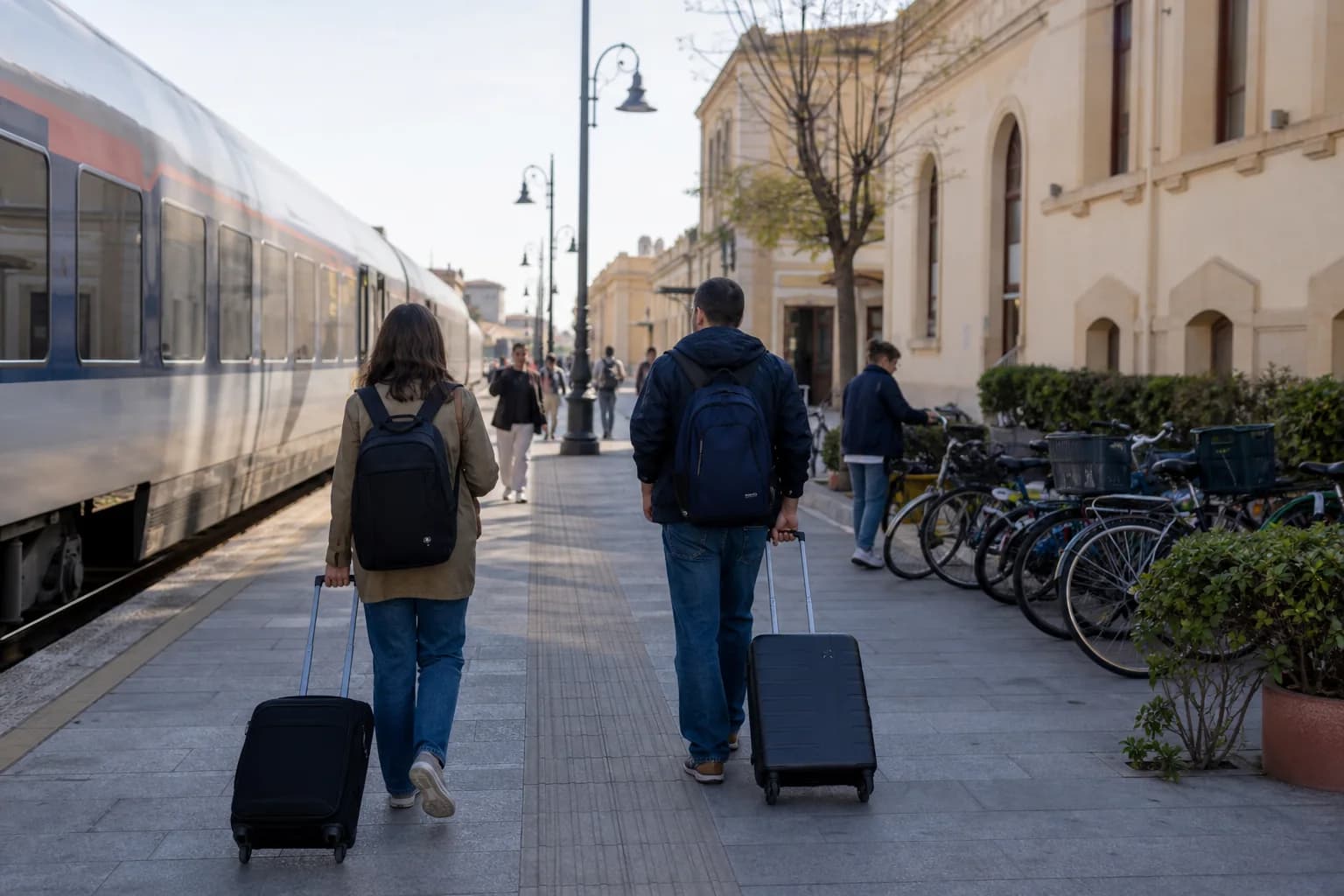 Traveller at Oristano station ready to explore the area