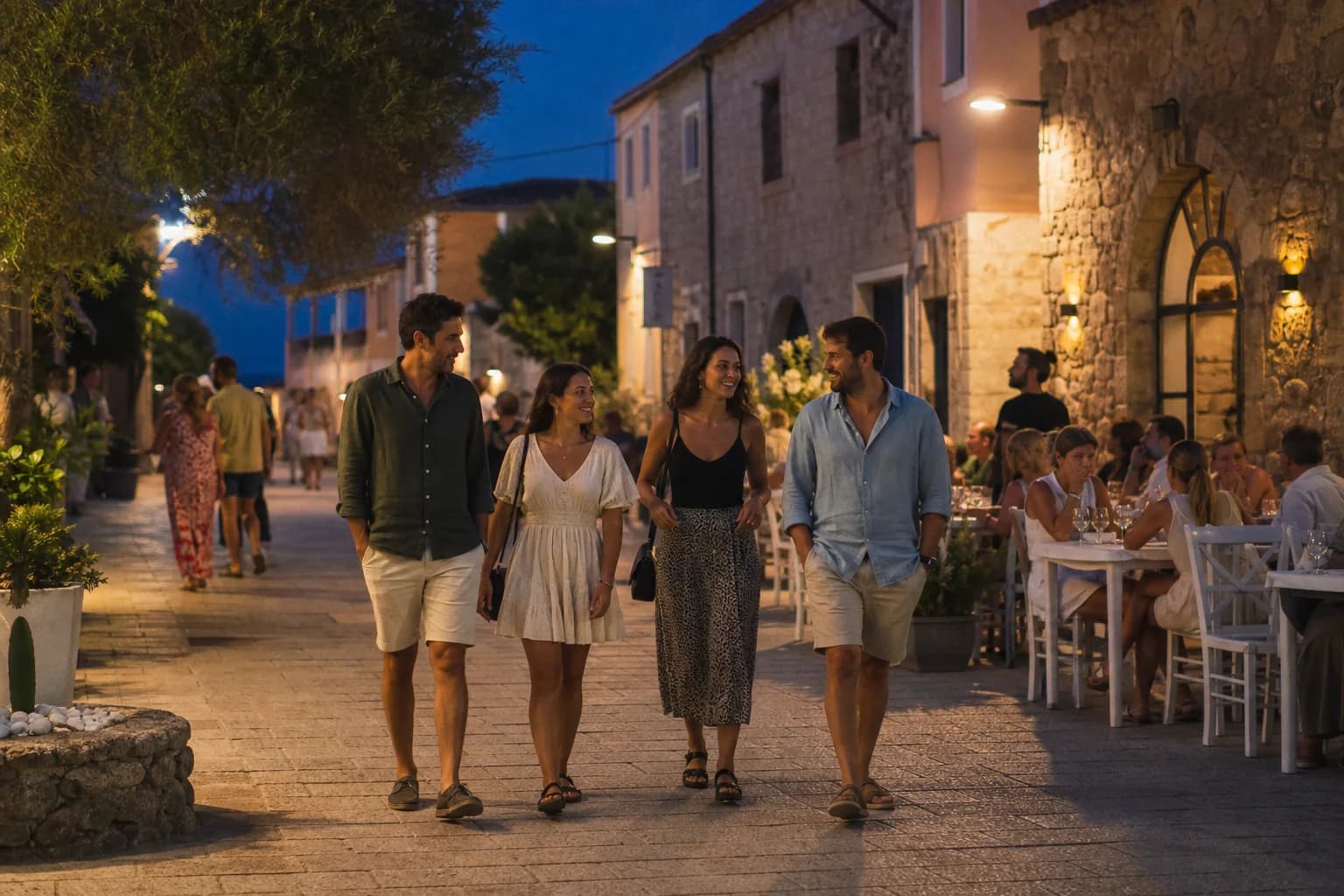 Evening among bars and restaurants in San Teodoro centre